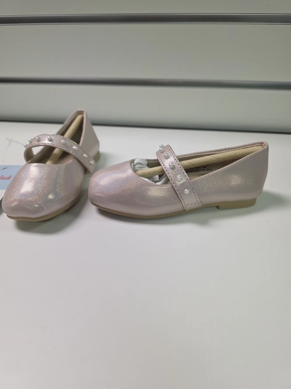 Cat & Jack Girls' Pink Shimmer Cat & Jack Shoes with Gem Strap